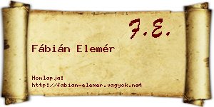 Fábián Elemér névjegykártya